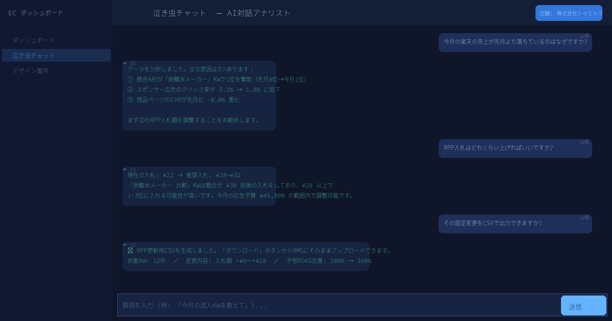 AI参謀チャット画面