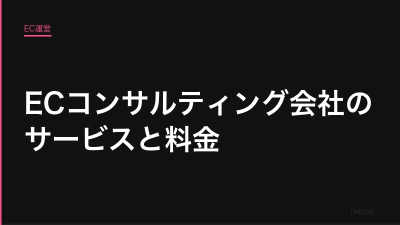 ECコンサルティング会社のサービスと料金——完全比較ガイド
