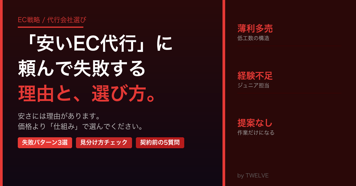 「安いEC代行」に頼んで失敗する理由と、選び方の基準