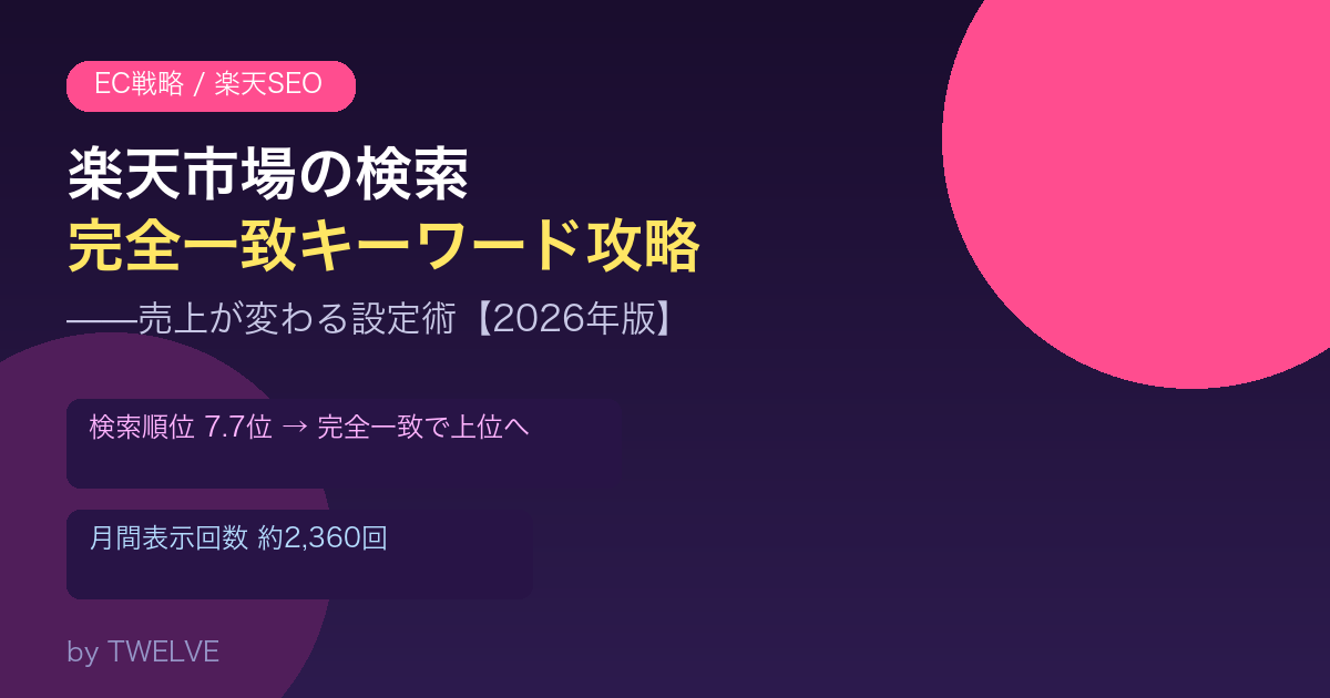 楽天市場の検索キーワード完全一致攻略——売上が変わる設定術【2026年版】
